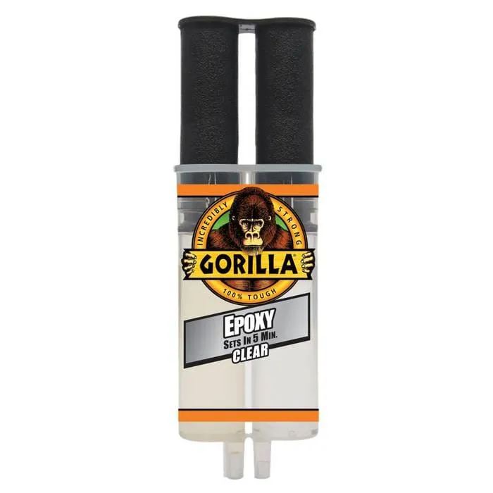 Gorilla Epoxy Syringe 25ml (0.85 OZ), For Incredibly Strong, Permanent, Fast and Gap Filling Bond and Solvent Resistant. Ideal for Wood, Metal, Stone, Ceramic, Glass, Plastic, PVC Sheet, Brick, Concrete, Foam and More - 4200102