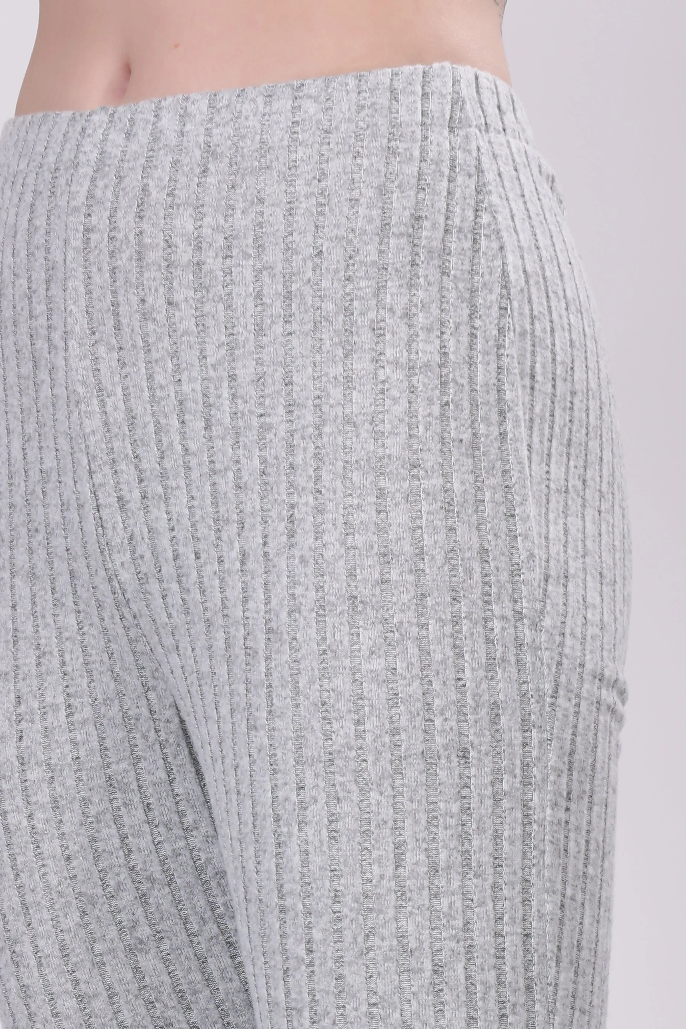 Grey Ribbed Lounge Pants