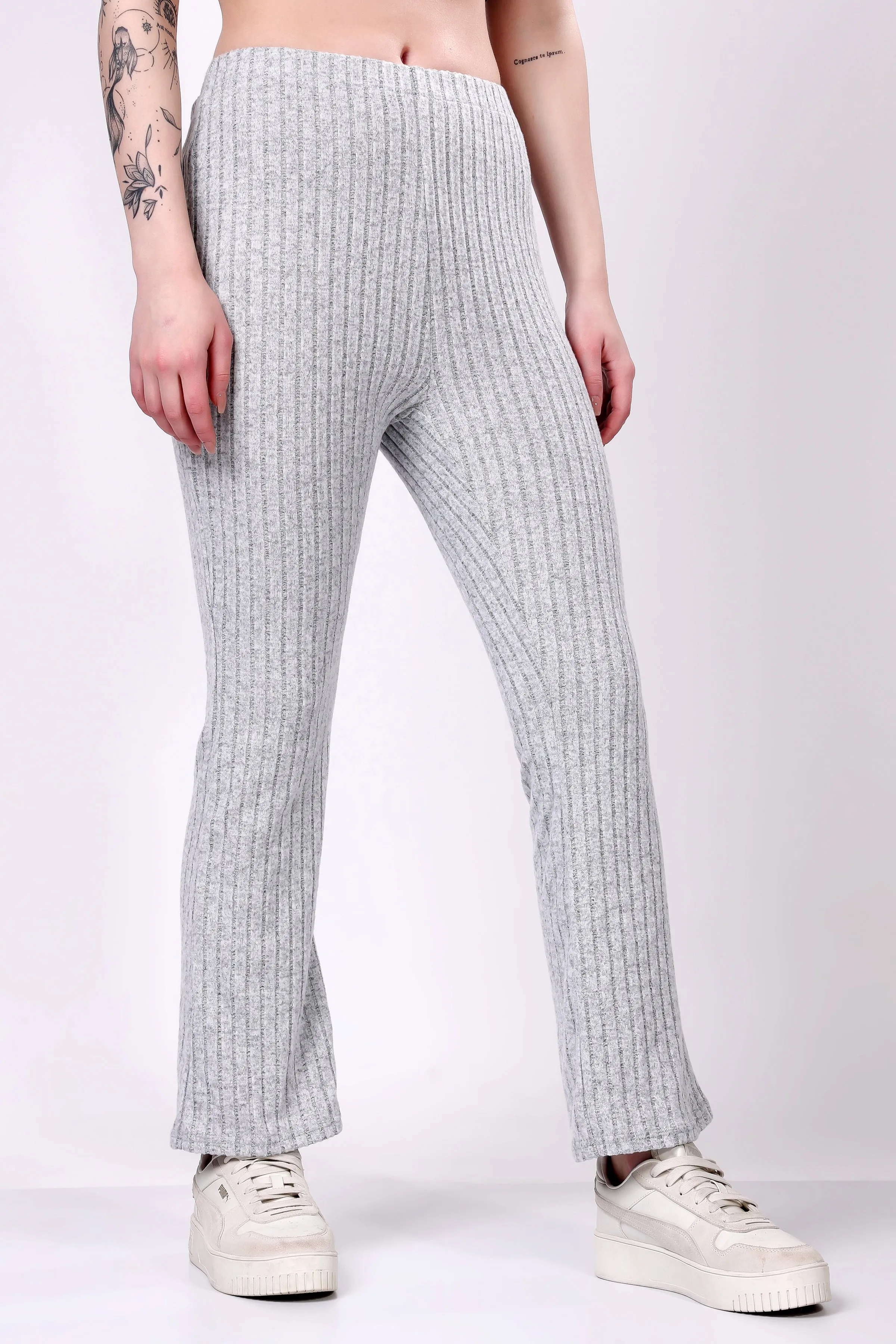 Grey Ribbed Lounge Pants
