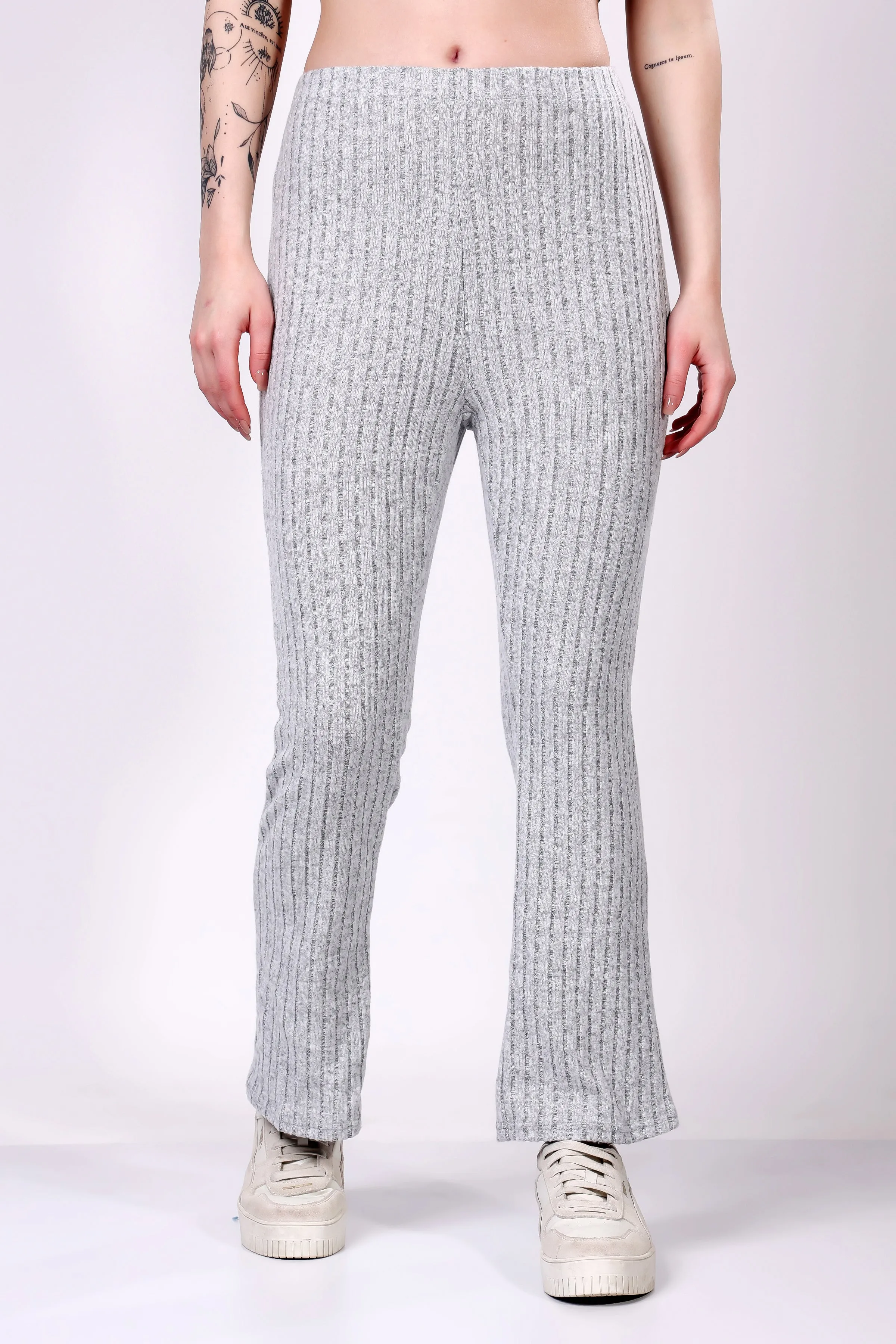 Grey Ribbed Lounge Pants