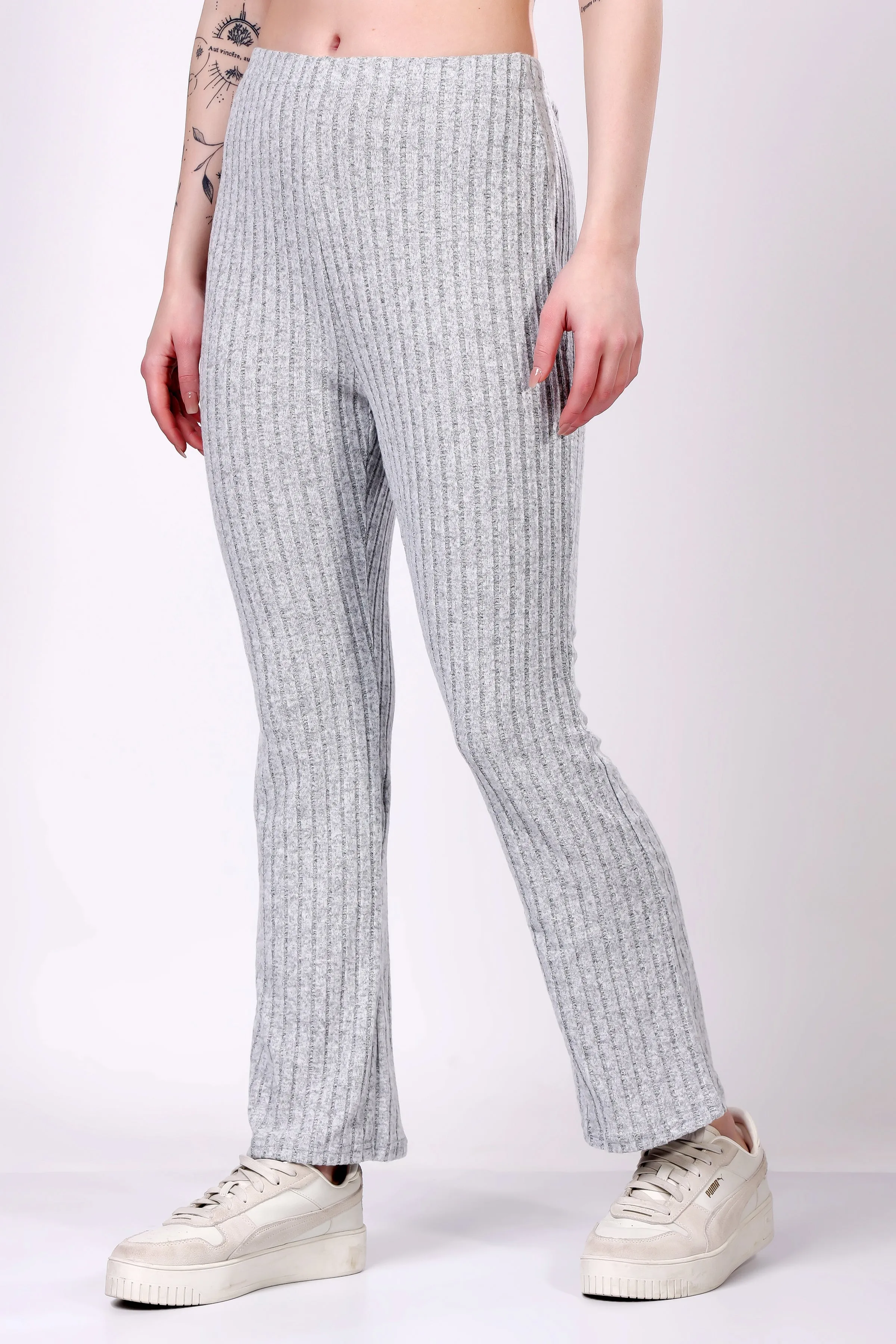 Grey Ribbed Lounge Pants
