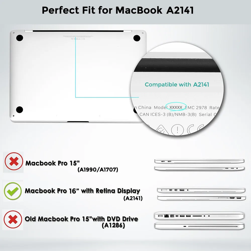 Hard Case for Macbook Pro 16 Inch Cover 2019 UV Printed Compatible with A2141 White Marble