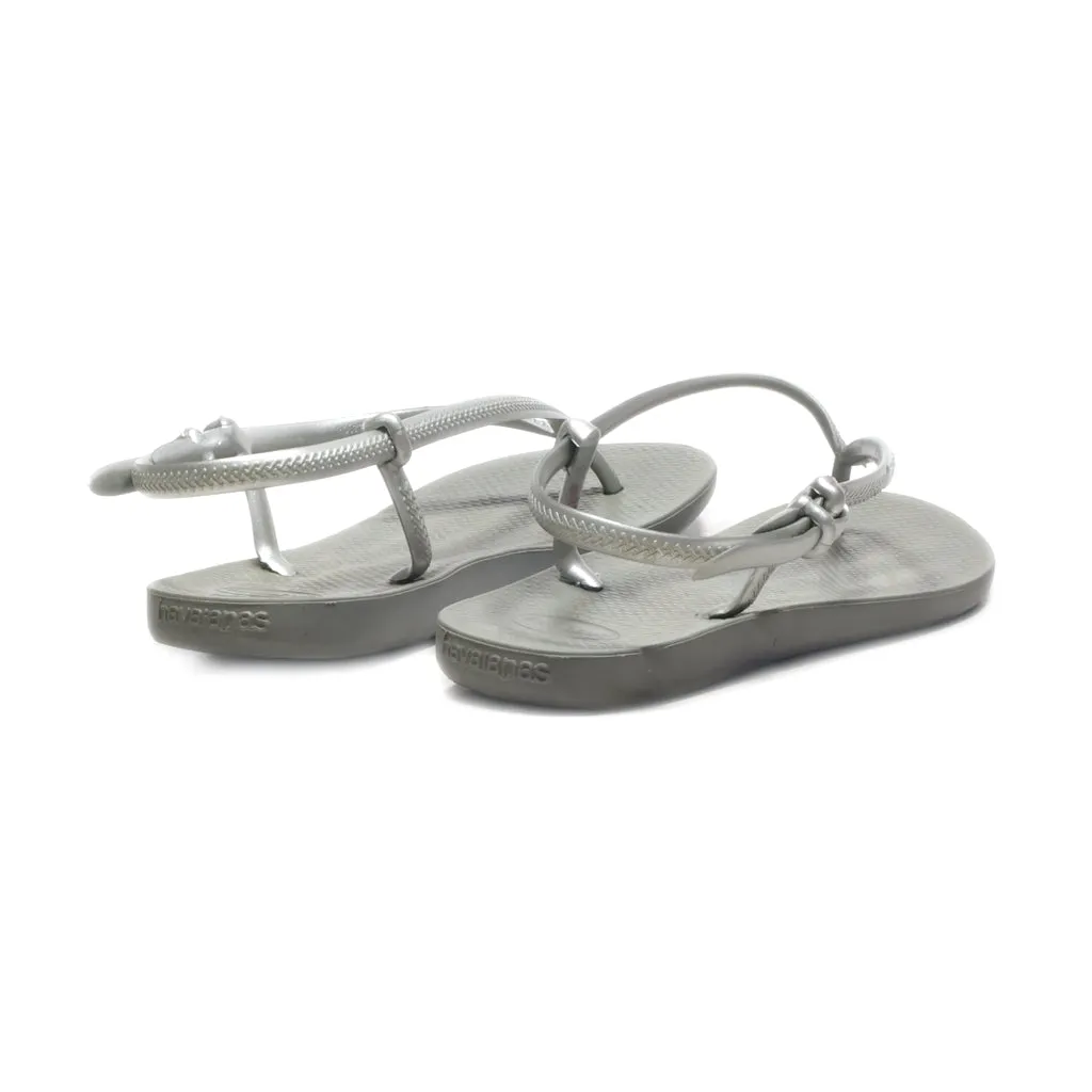 Havaianas Thong Flip Flops Rubber Silver Colour For Women