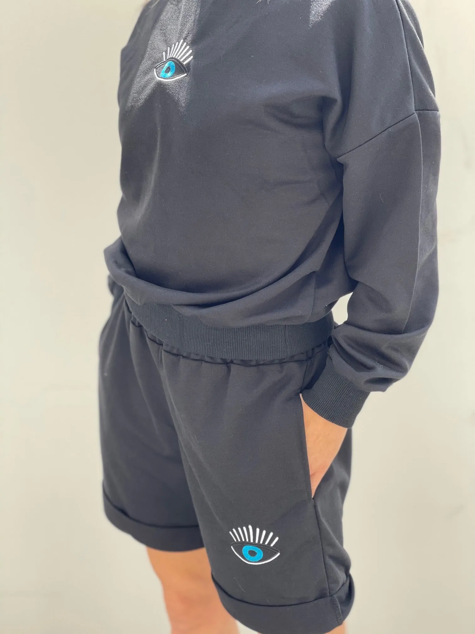 I C U Shorts and Pullover Top Loungewear Set