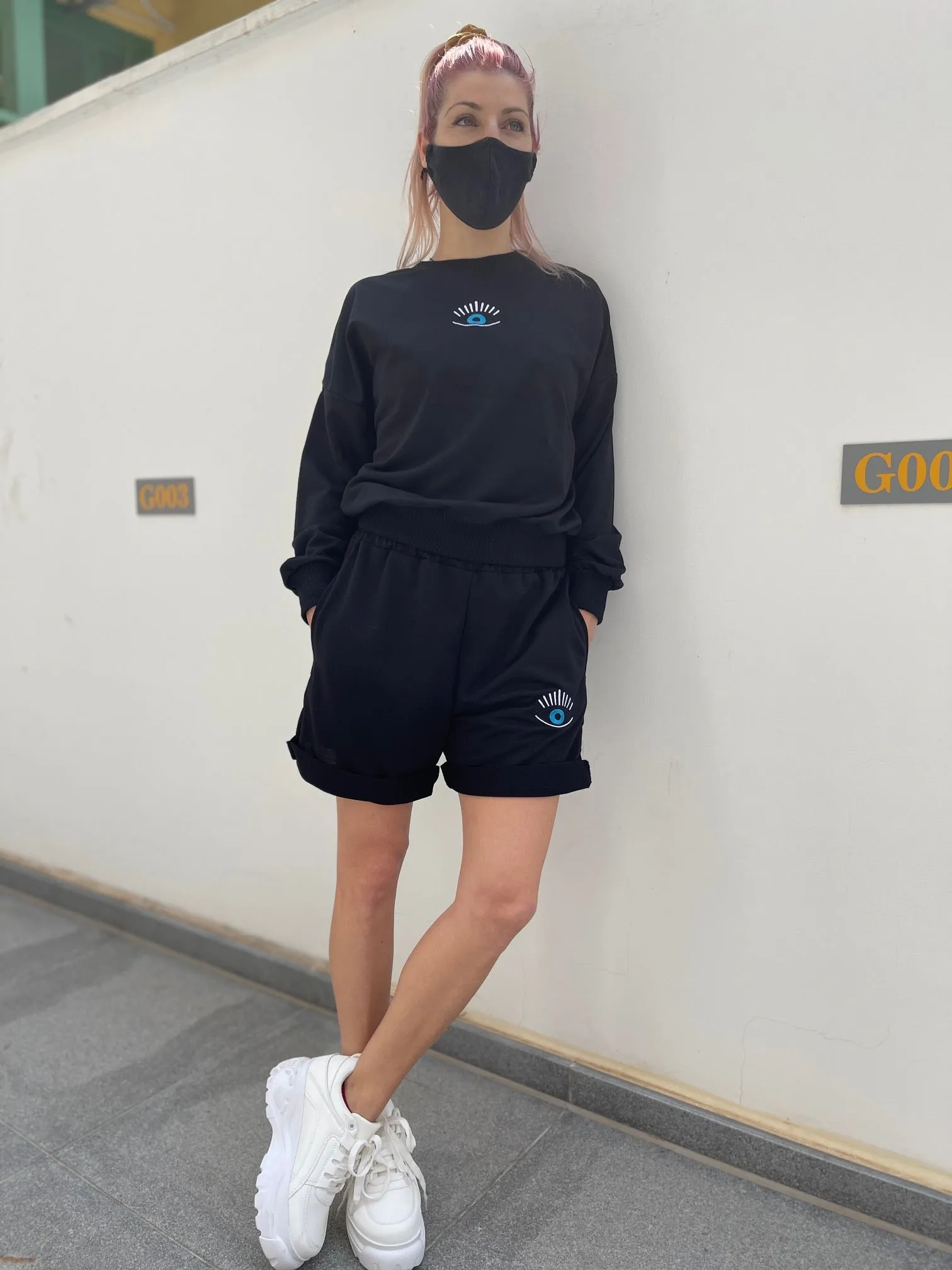I C U Shorts and Pullover Top Loungewear Set