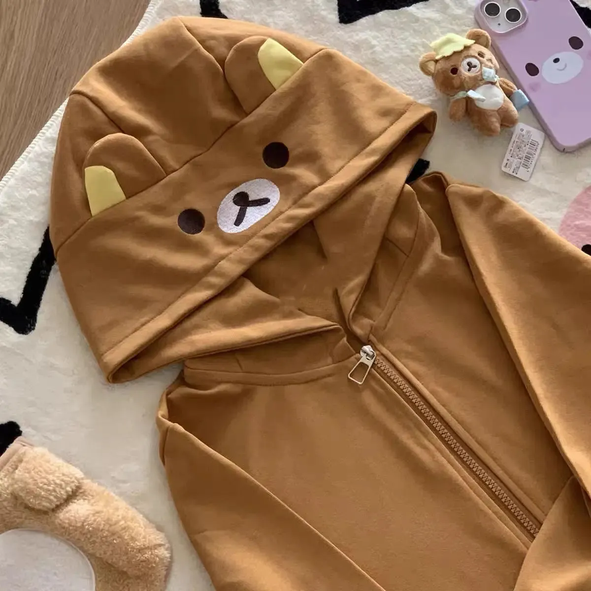 Kawaii Bear Hoodie - Harajuku Y2K Zipper Sweatshirt for Women From Kawaii Stop
