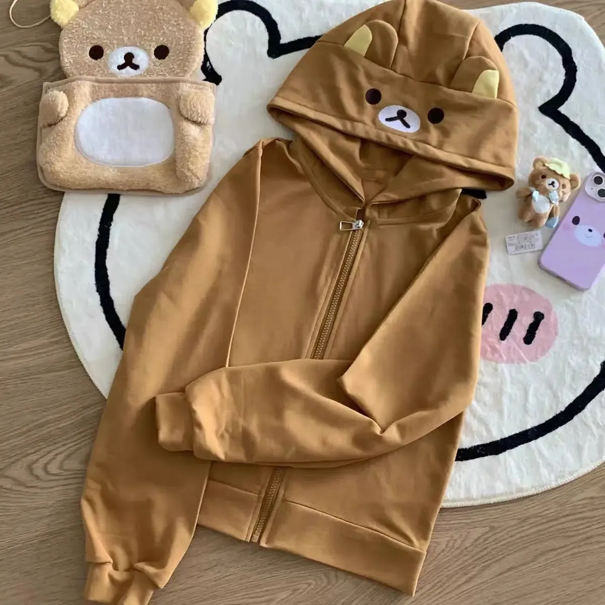 Kawaii Bear Hoodie - Harajuku Y2K Zipper Sweatshirt for Women From Kawaii Stop
