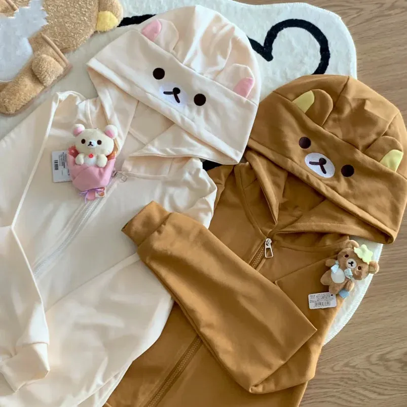 Kawaii Bear Hoodie - Harajuku Y2K Zipper Sweatshirt for Women From Kawaii Stop