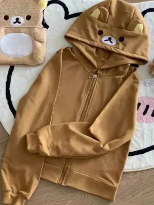 Kawaii Bear Hoodie - Harajuku Y2K Zipper Sweatshirt for Women From Kawaii Stop