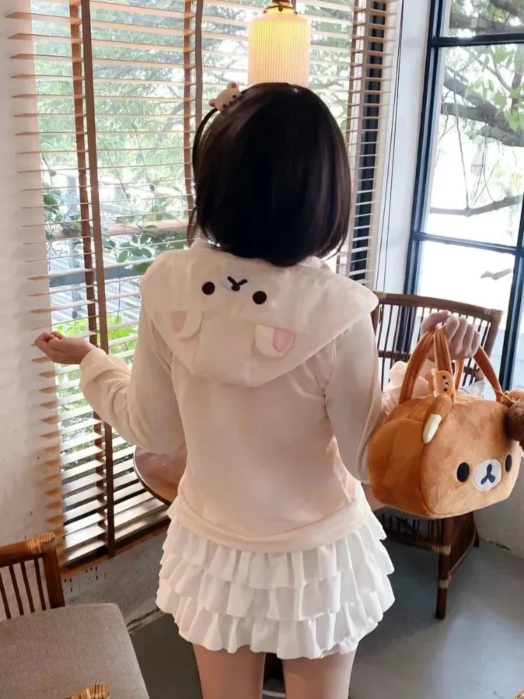 Kawaii Bear Hoodie - Harajuku Y2K Zipper Sweatshirt for Women From Kawaii Stop