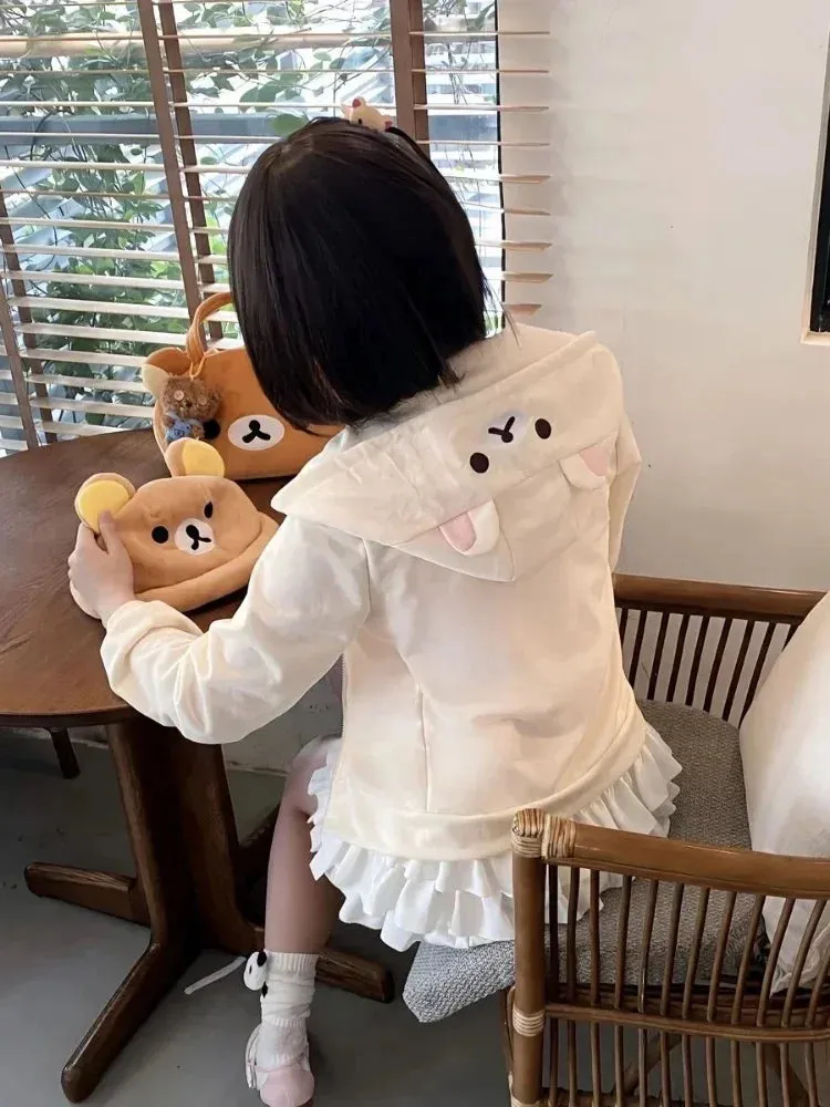 Kawaii Bear Hoodie - Harajuku Y2K Zipper Sweatshirt for Women From Kawaii Stop