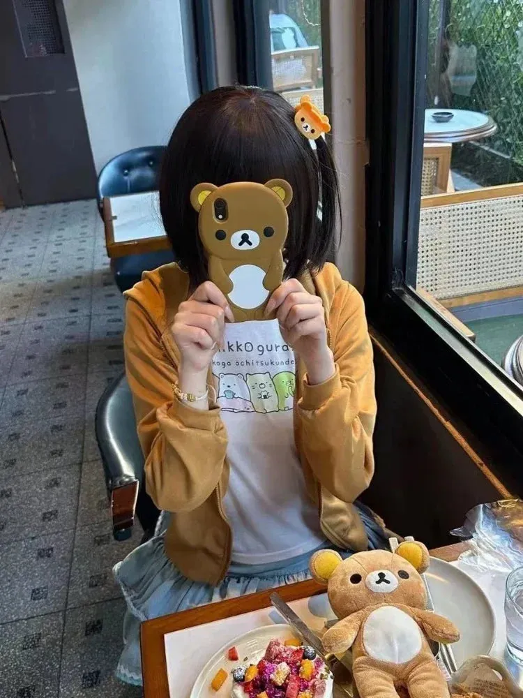 Kawaii Bear Hoodie - Harajuku Y2K Zipper Sweatshirt for Women From Kawaii Stop