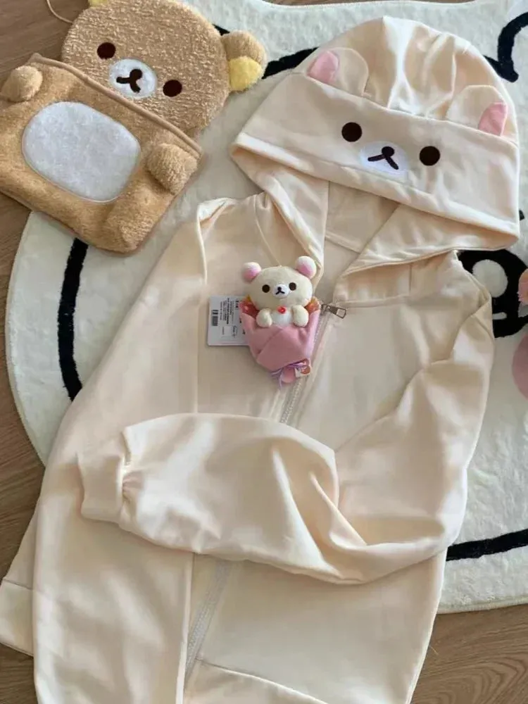 Kawaii Bear Hoodie - Harajuku Y2K Zipper Sweatshirt for Women From Kawaii Stop