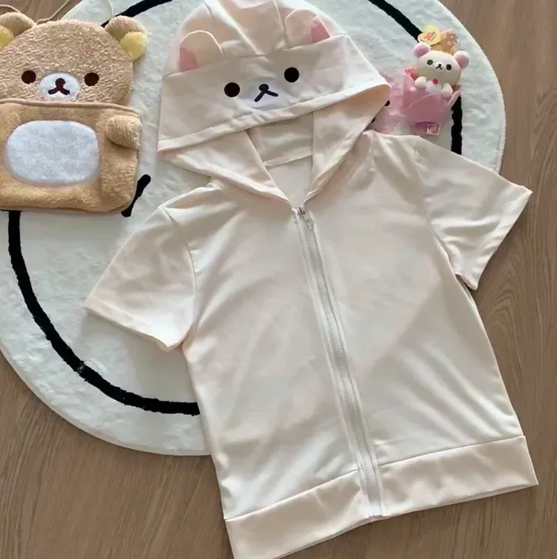 Kawaii Bear Hoodie - Harajuku Y2K Zipper Sweatshirt for Women From Kawaii Stop
