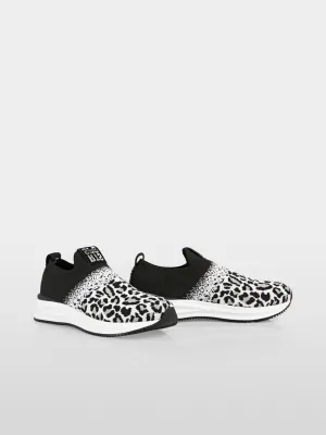 Marc Cain Black and White Knitted sneakers with leo print
