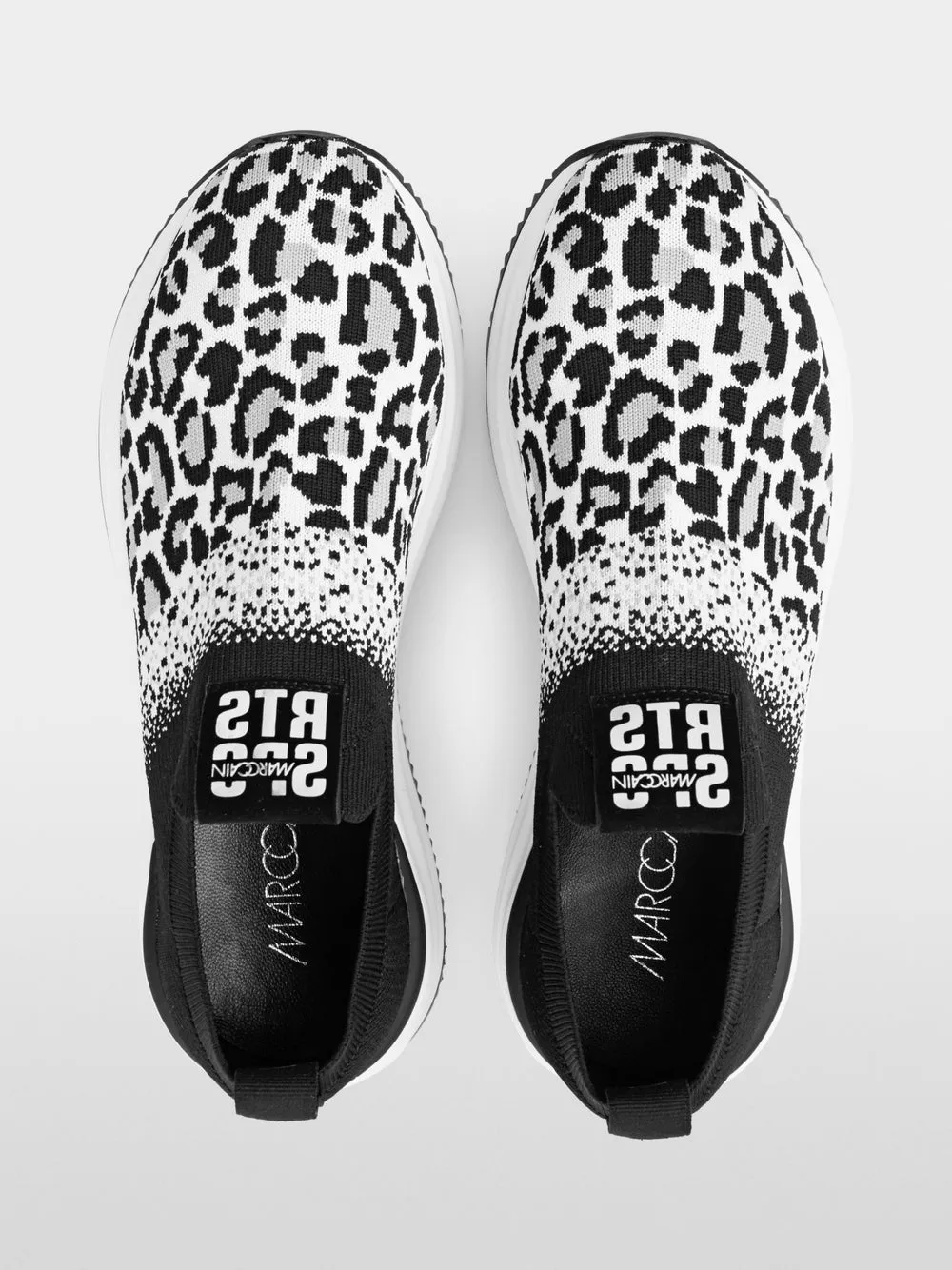 Marc Cain Black and White Knitted sneakers with leo print