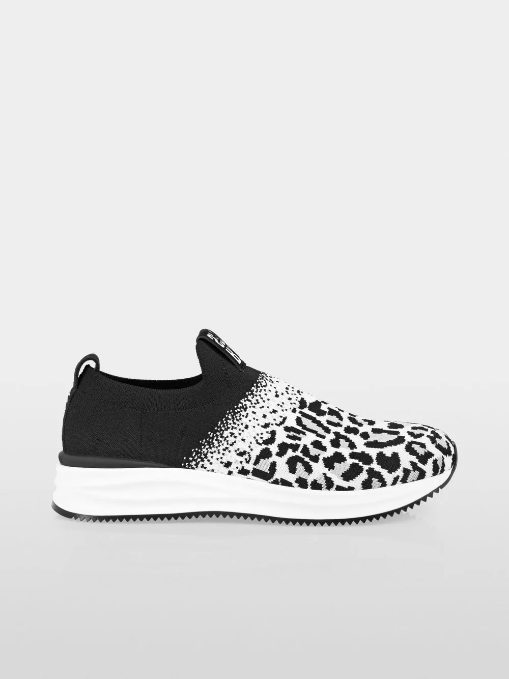 Marc Cain Black and White Knitted sneakers with leo print