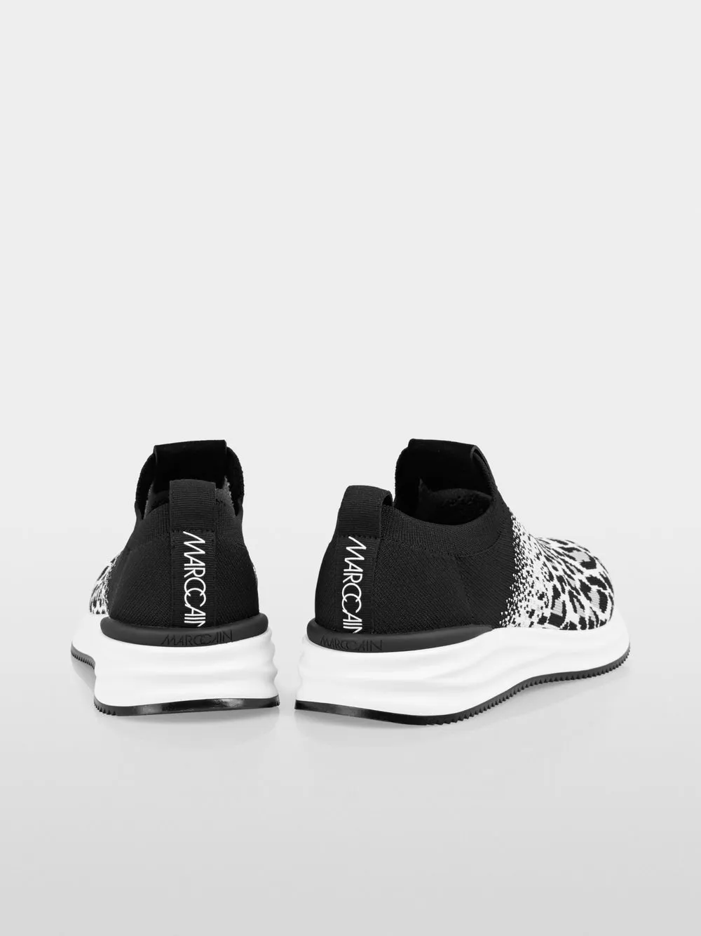 Marc Cain Black and White Knitted sneakers with leo print