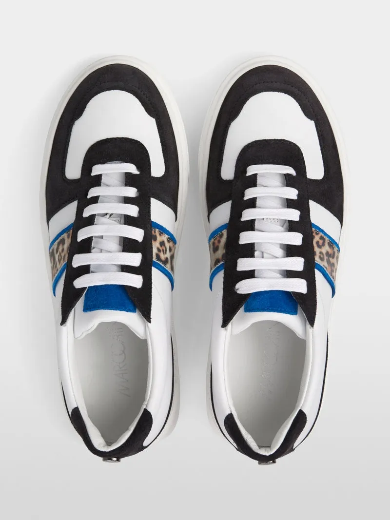 Marc Cain Navy Leather Sneakers With Leopard Print