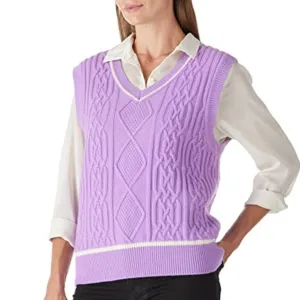 Merino Wool Sweaters Vest V-Neck Sleeveless Sweater Women