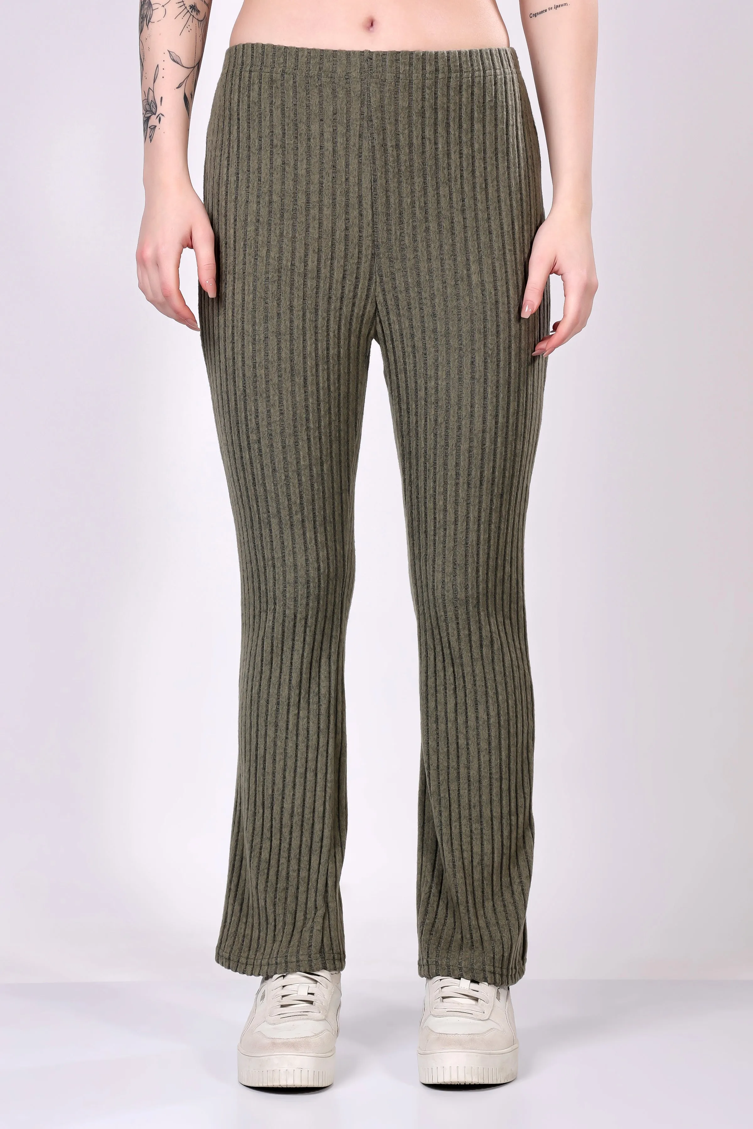 Metallic Grey Ribbed Lounge Pants