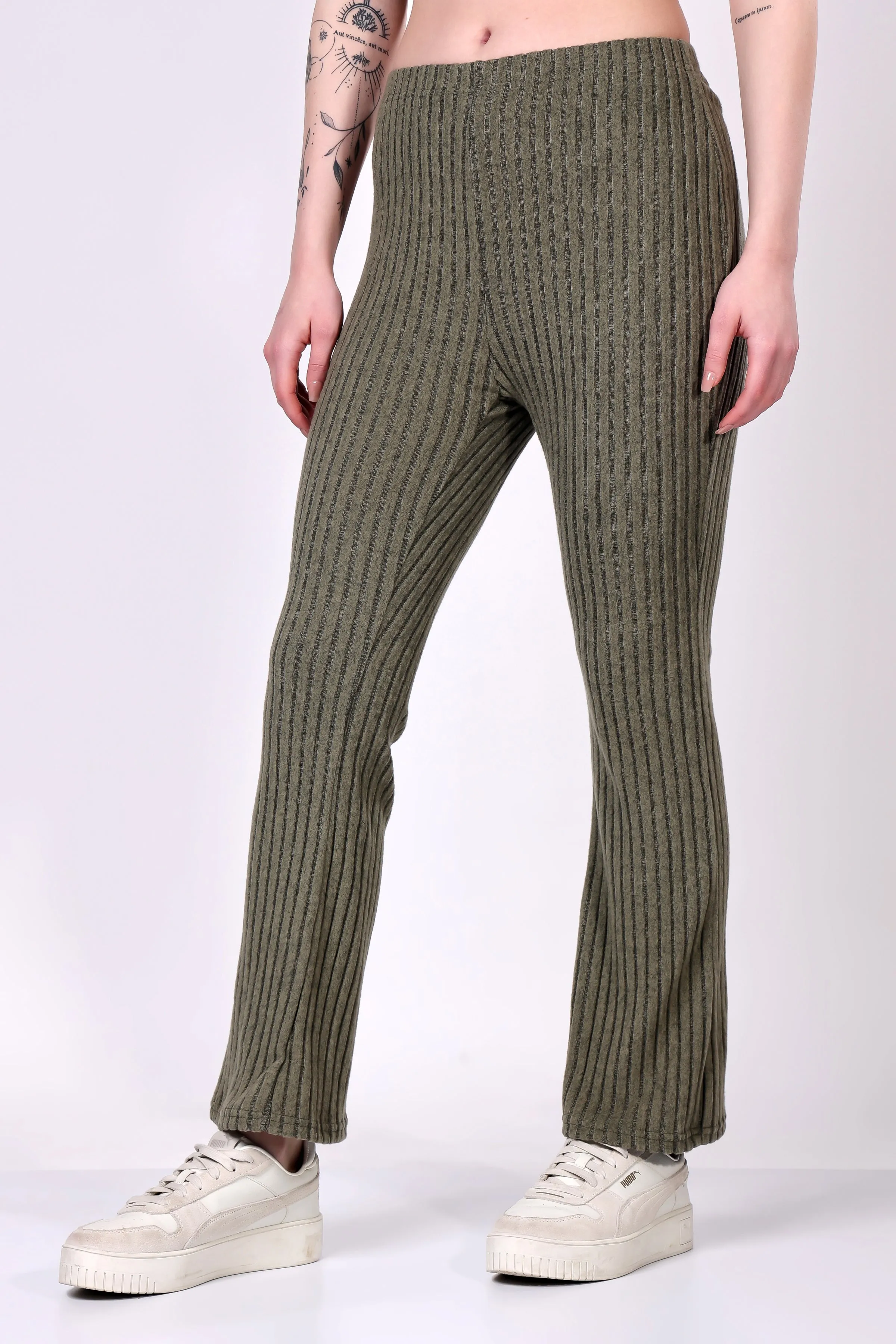 Metallic Grey Ribbed Lounge Pants