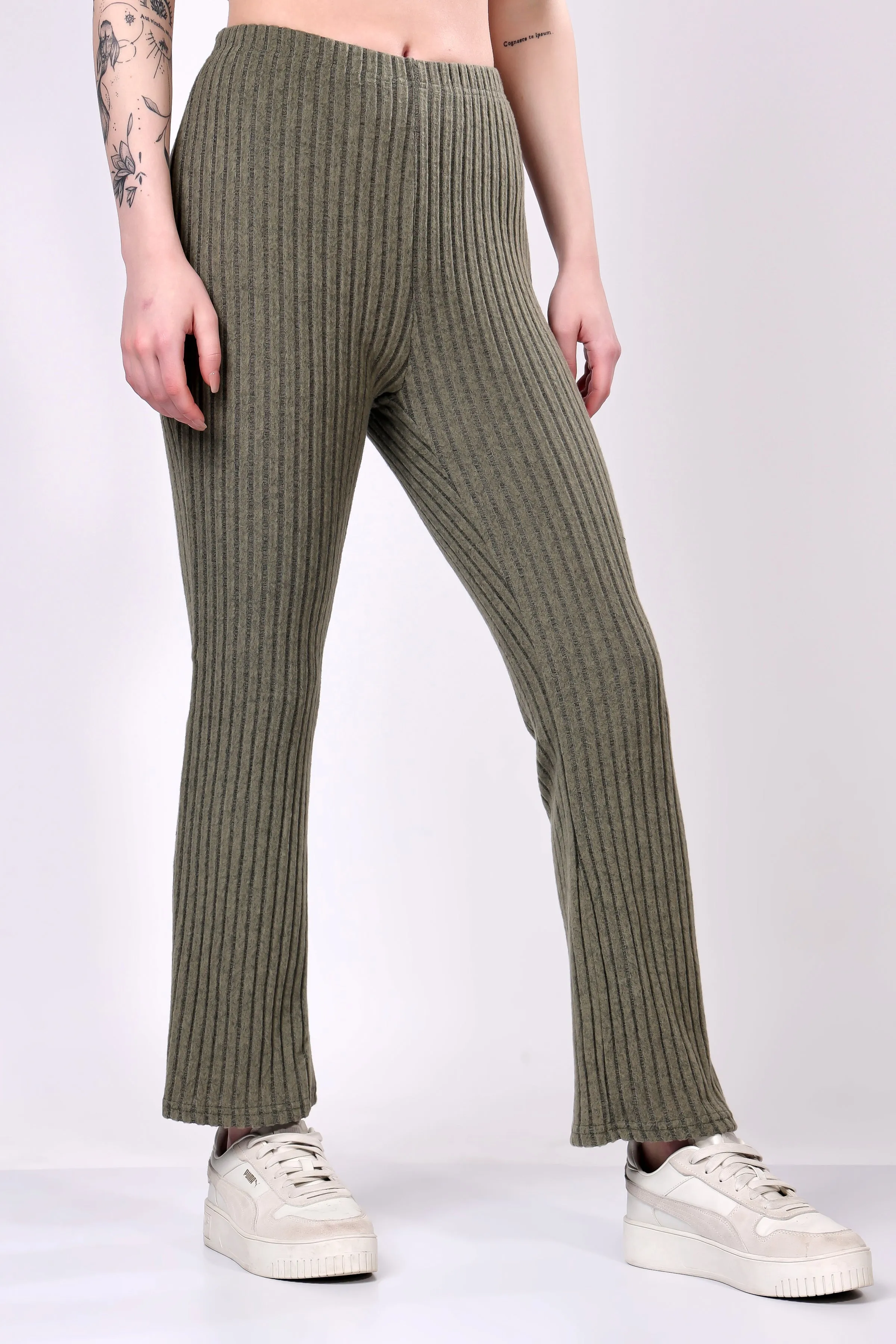 Metallic Grey Ribbed Lounge Pants