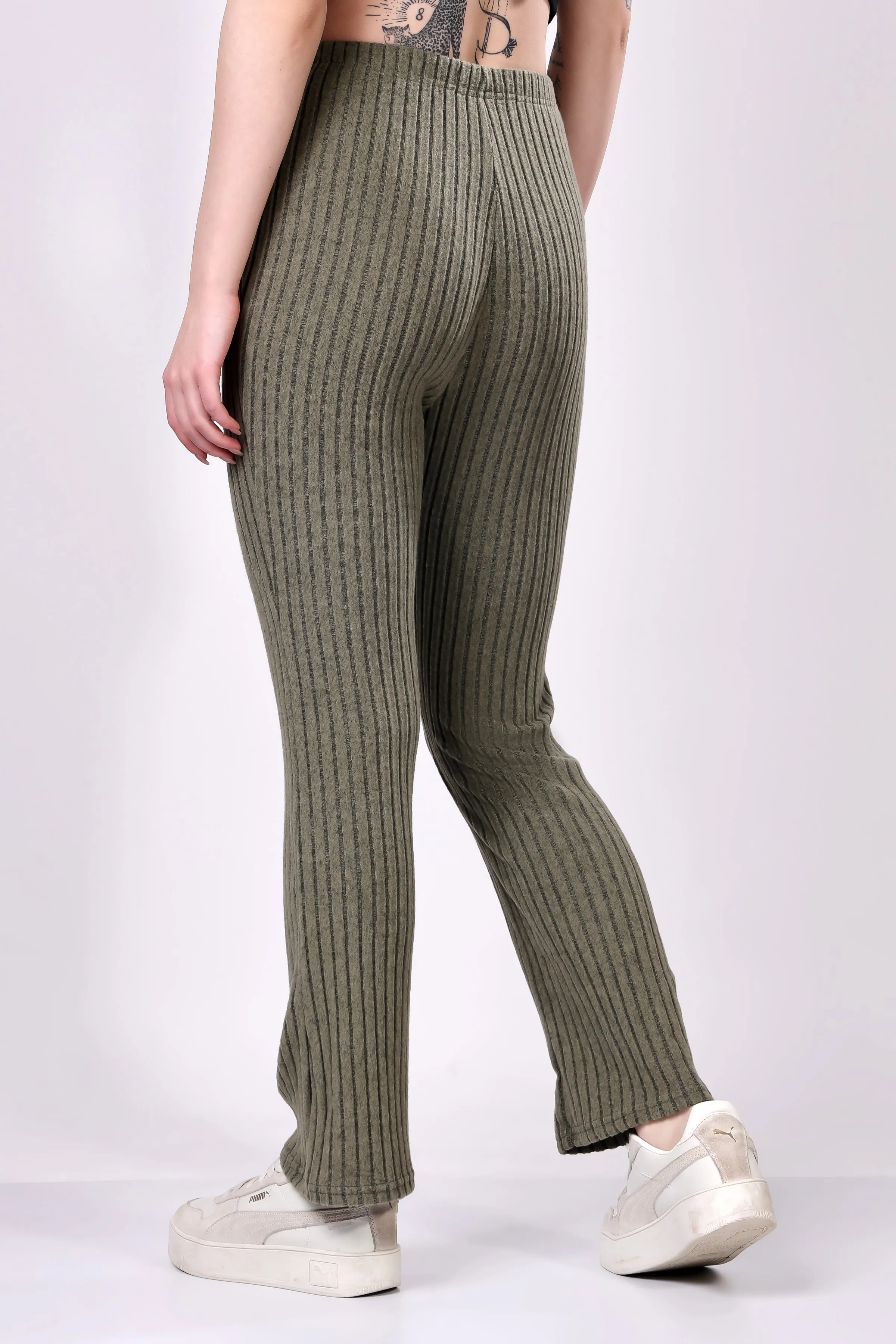 Metallic Grey Ribbed Lounge Pants