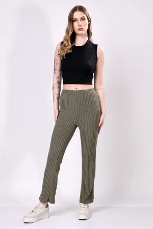 Metallic Grey Ribbed Lounge Pants