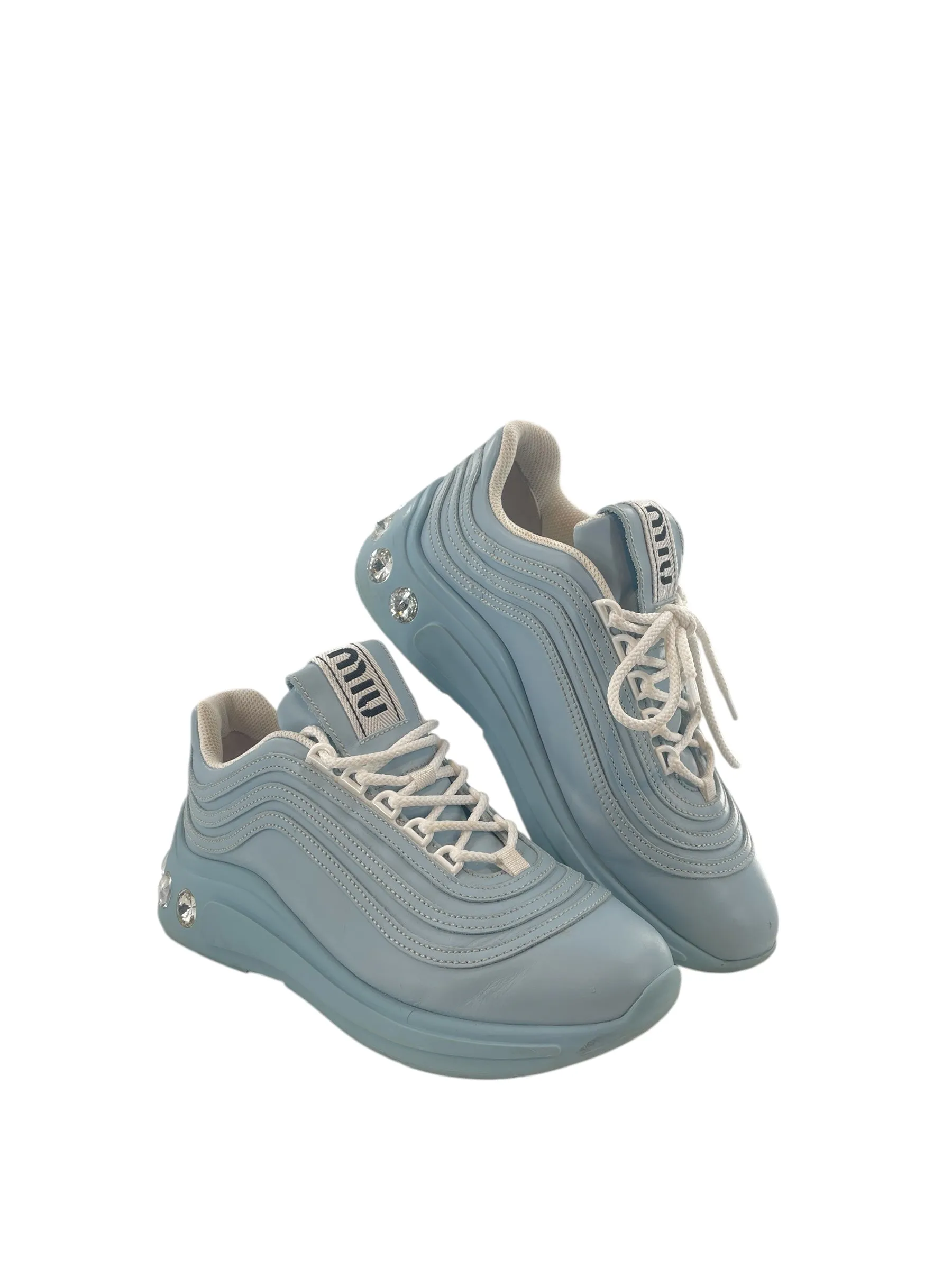 Miu Miu Crystal Embellished Chunky Womens Sneakers