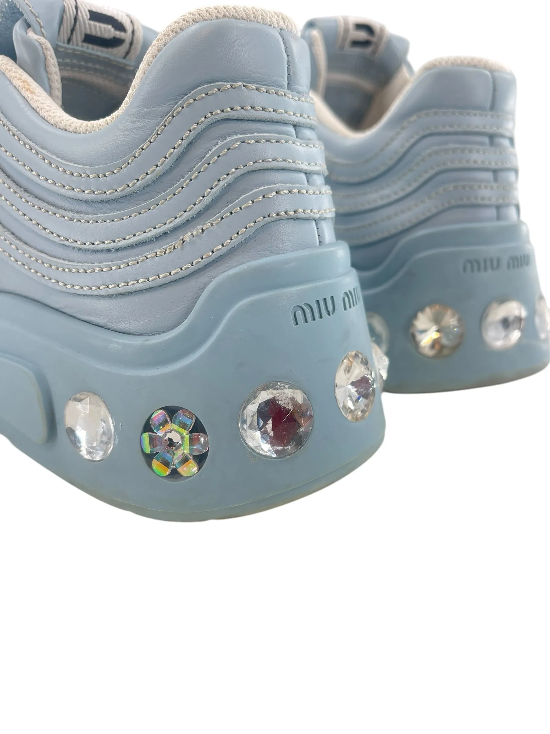 Miu Miu Crystal Embellished Chunky Womens Sneakers