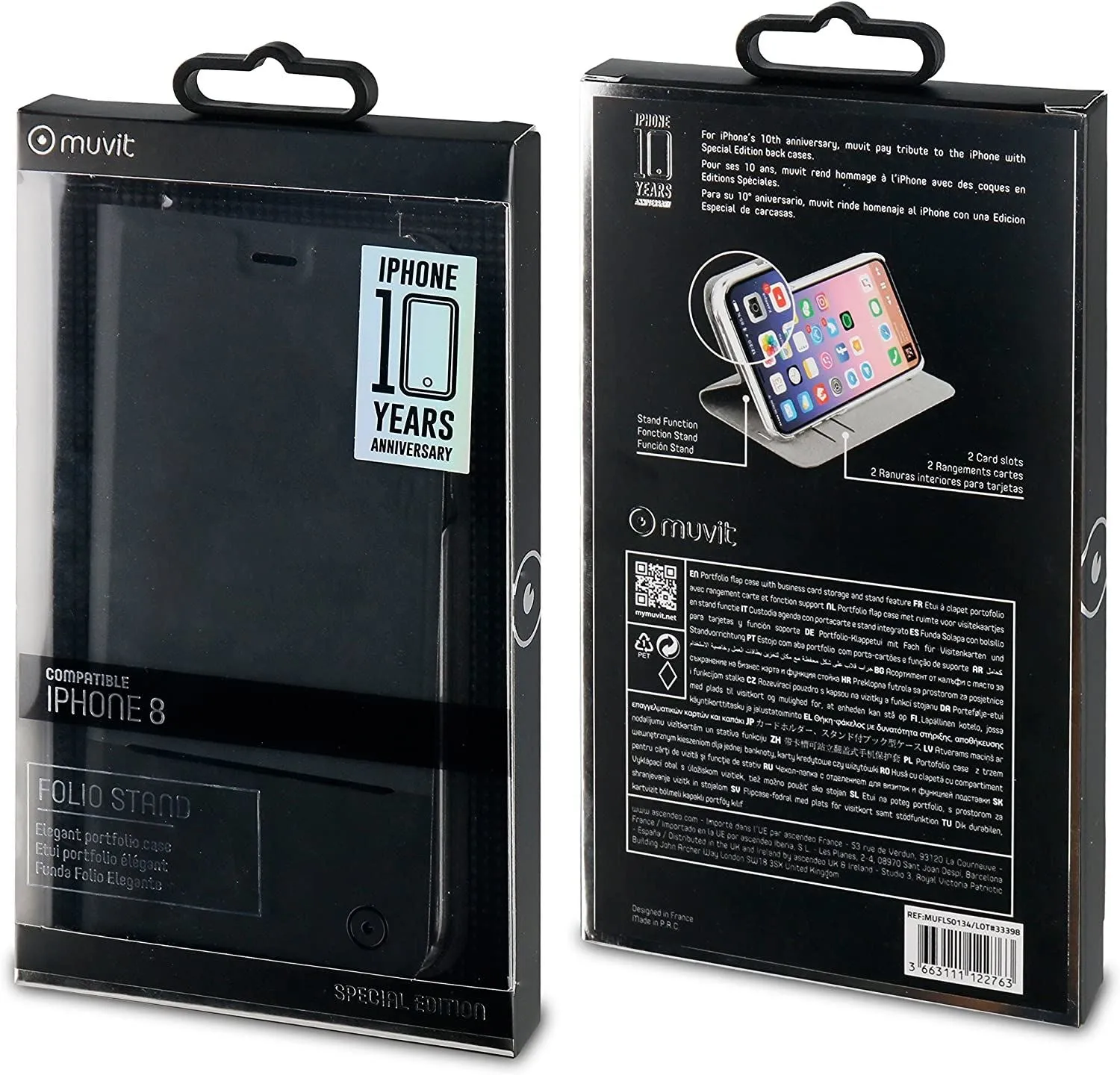 Muvit Stand Folio for iphone X/XS 5.8" Black - MUFLS0233