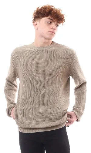 O174393 Lightweight Chunky Knit Sand Beige Pullover
