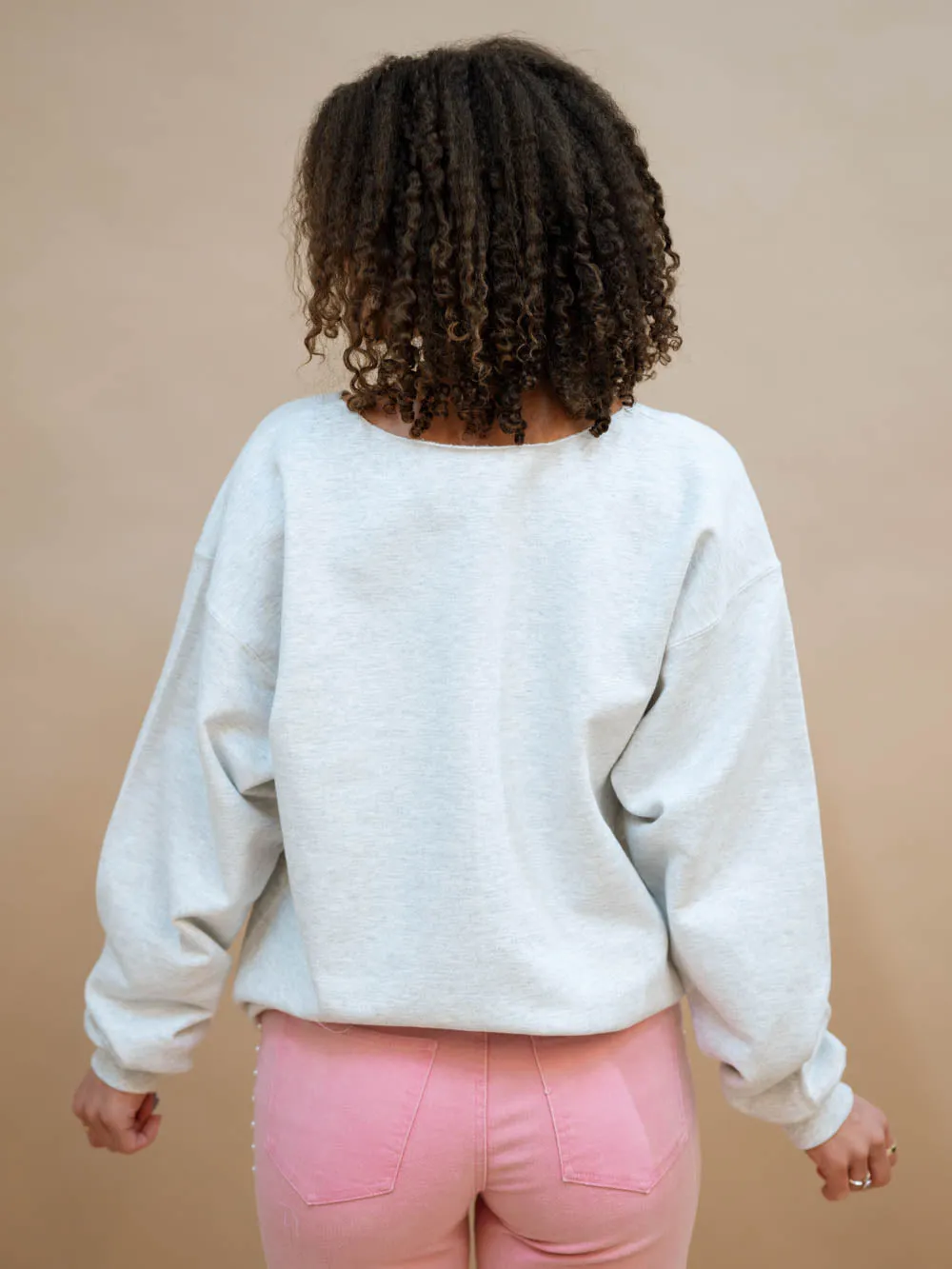 Oklahoma Gingham Flashdance Sweatshirt - Gray