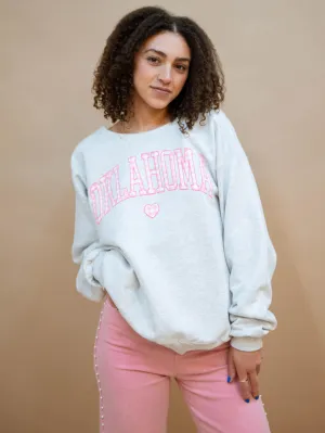Oklahoma Gingham Flashdance Sweatshirt - Gray