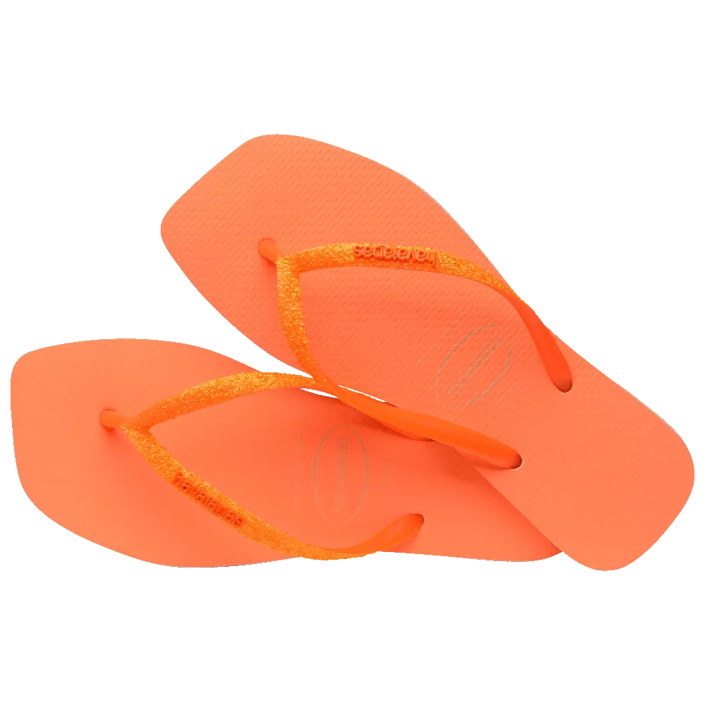 [ONLINE EXCLUSIVE] Slim Square Glitter Neon Flip Flops