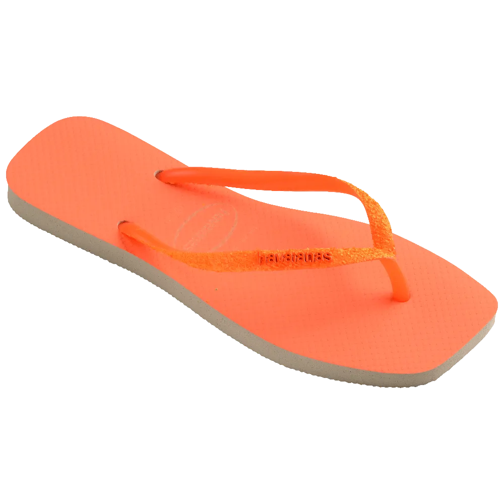 [ONLINE EXCLUSIVE] Slim Square Glitter Neon Flip Flops