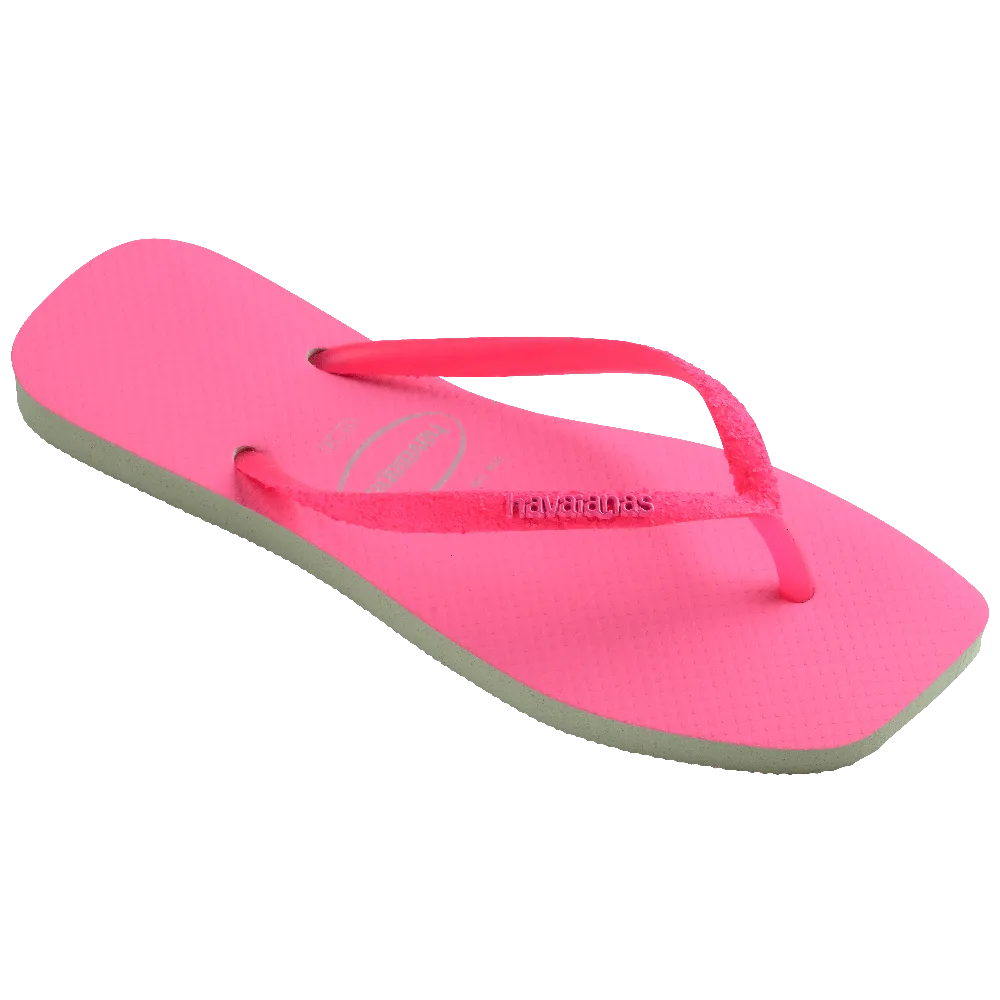 [ONLINE EXCLUSIVE] Slim Square Glitter Neon Flip Flops