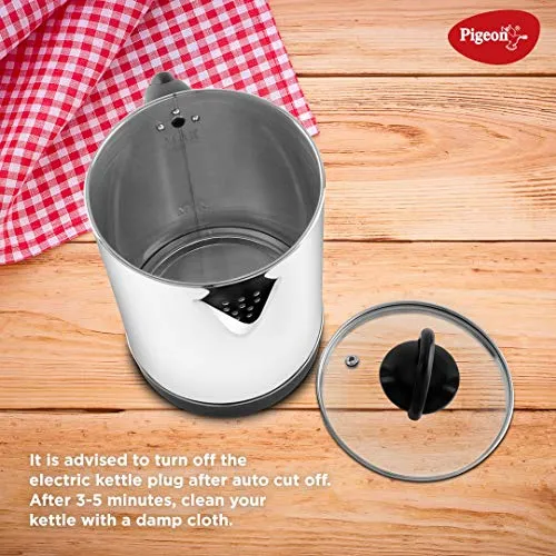 Pigeon by Stovekraft Quartz Kettle with Stainless Steel Body, 1.7 litres with 1500 Watt, boiler for Water, milk, tea, coffee, instant noodles, soup etc