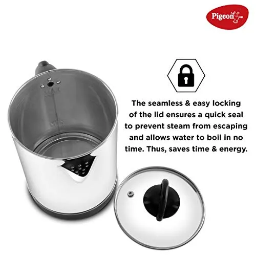 Pigeon by Stovekraft Quartz Kettle with Stainless Steel Body, 1.7 litres with 1500 Watt, boiler for Water, milk, tea, coffee, instant noodles, soup etc