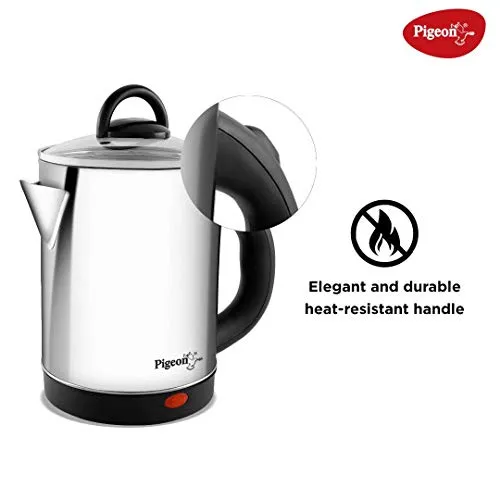 Pigeon by Stovekraft Quartz Kettle with Stainless Steel Body, 1.7 litres with 1500 Watt, boiler for Water, milk, tea, coffee, instant noodles, soup etc