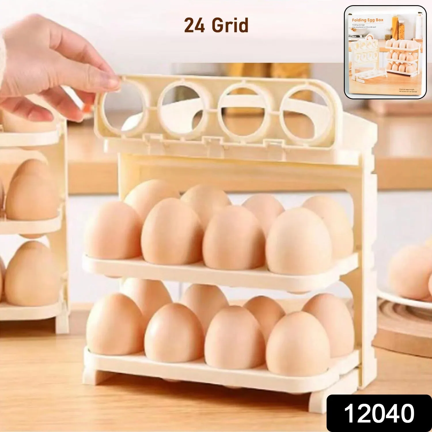 Plastic Foldable Egg Tray | 24 Grid Egg Storage Box (1 Pc)