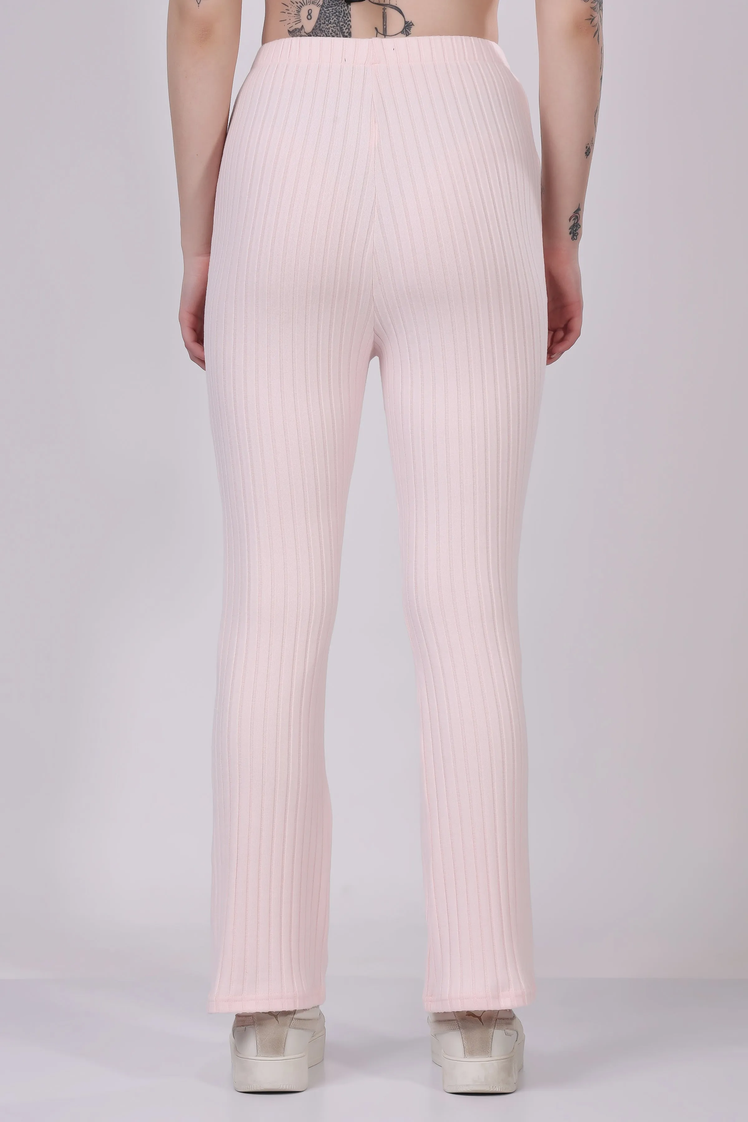 Powder Pink Ribbed Lounge Pants