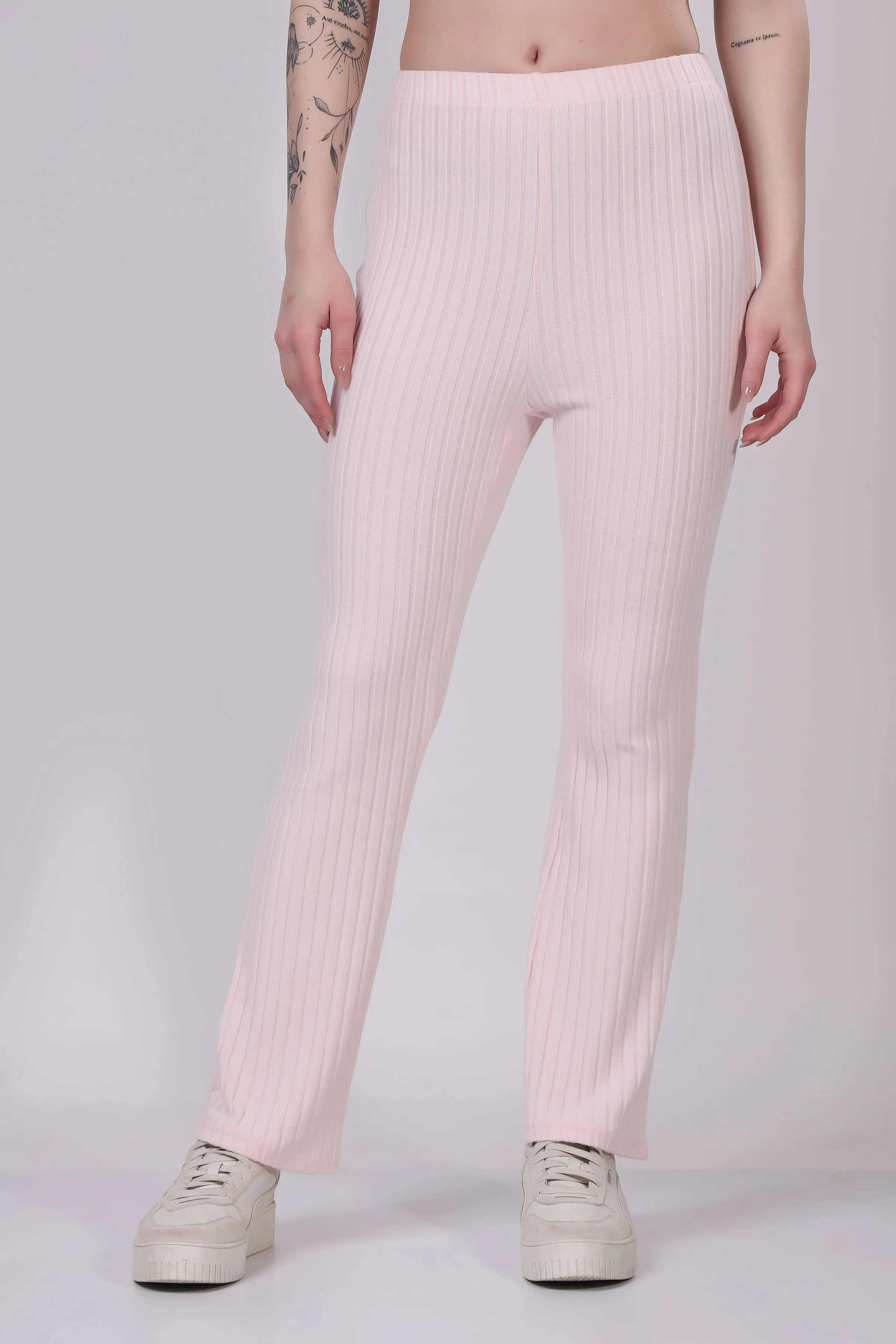 Powder Pink Ribbed Lounge Pants