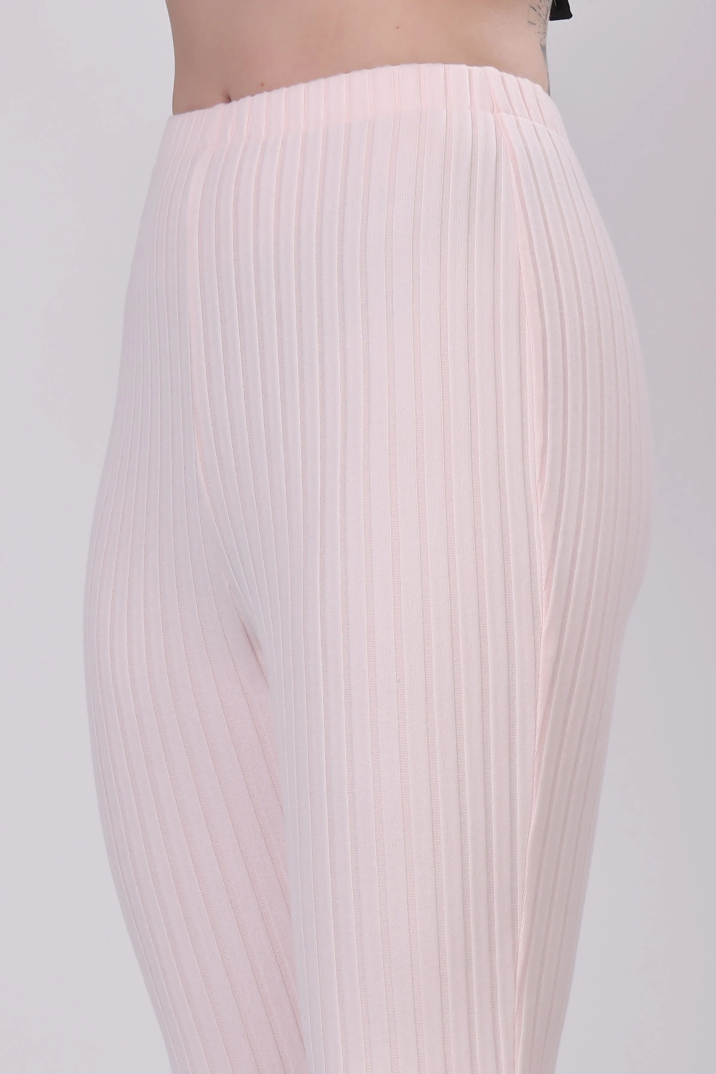 Powder Pink Ribbed Lounge Pants