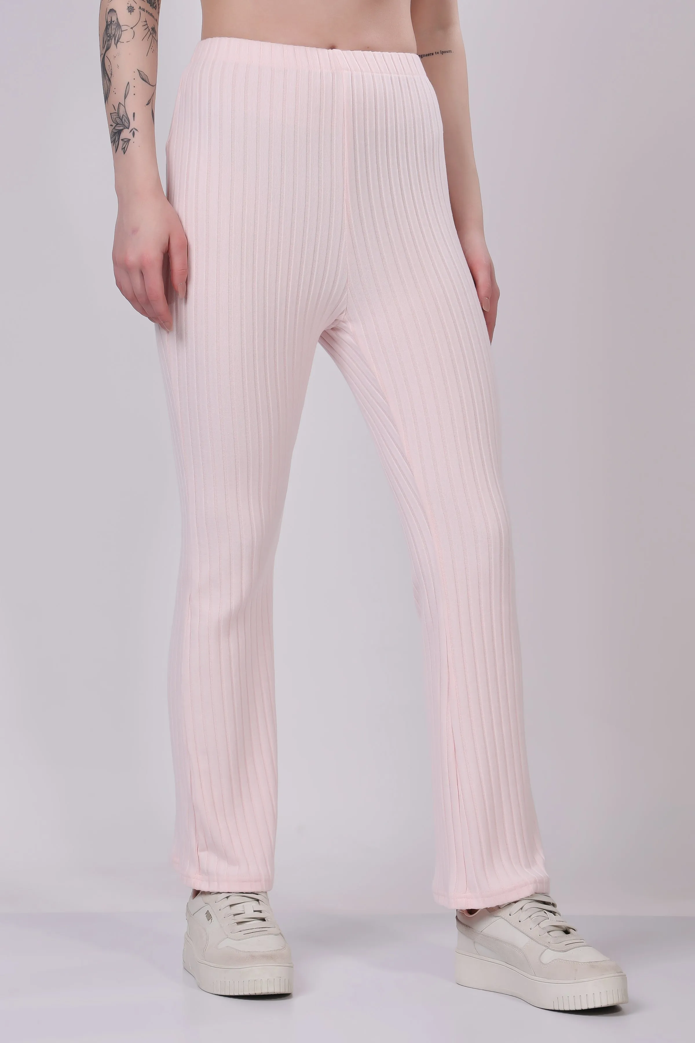 Powder Pink Ribbed Lounge Pants
