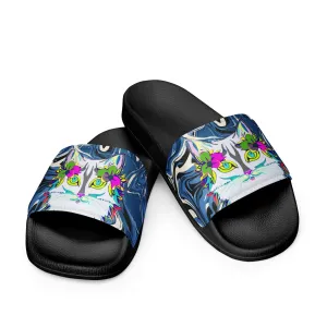 "Sonya My Beautiful Cat" Collection - White Cat Print Men’s Slides