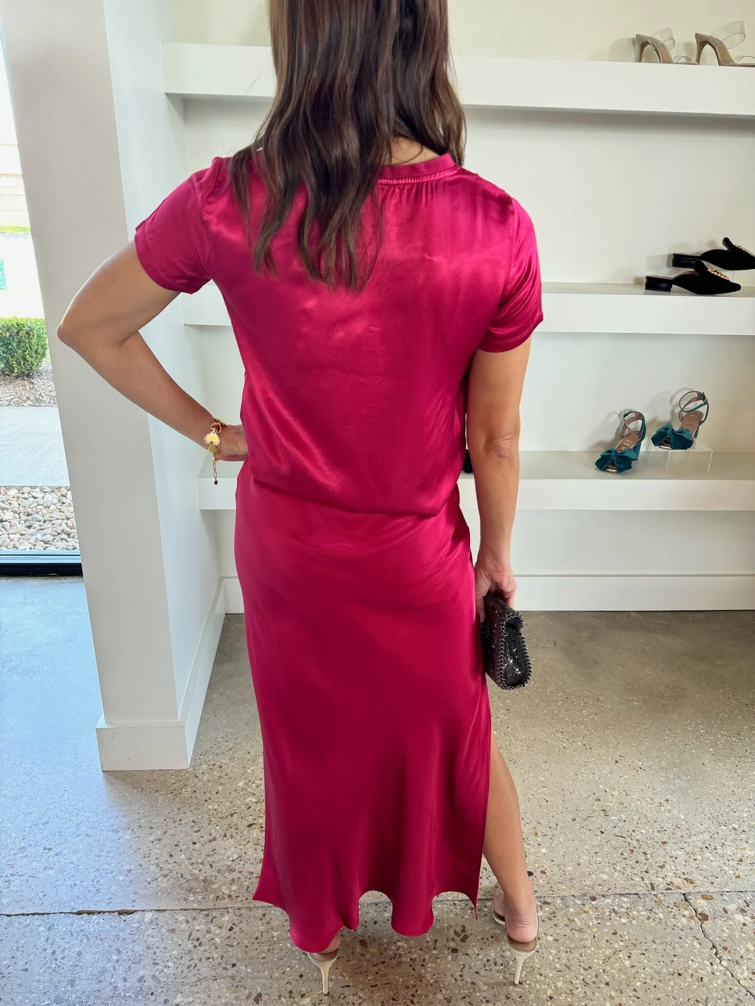 Raspberry Jam Maribel Bias Skirt W/ Slit (Final Sale)