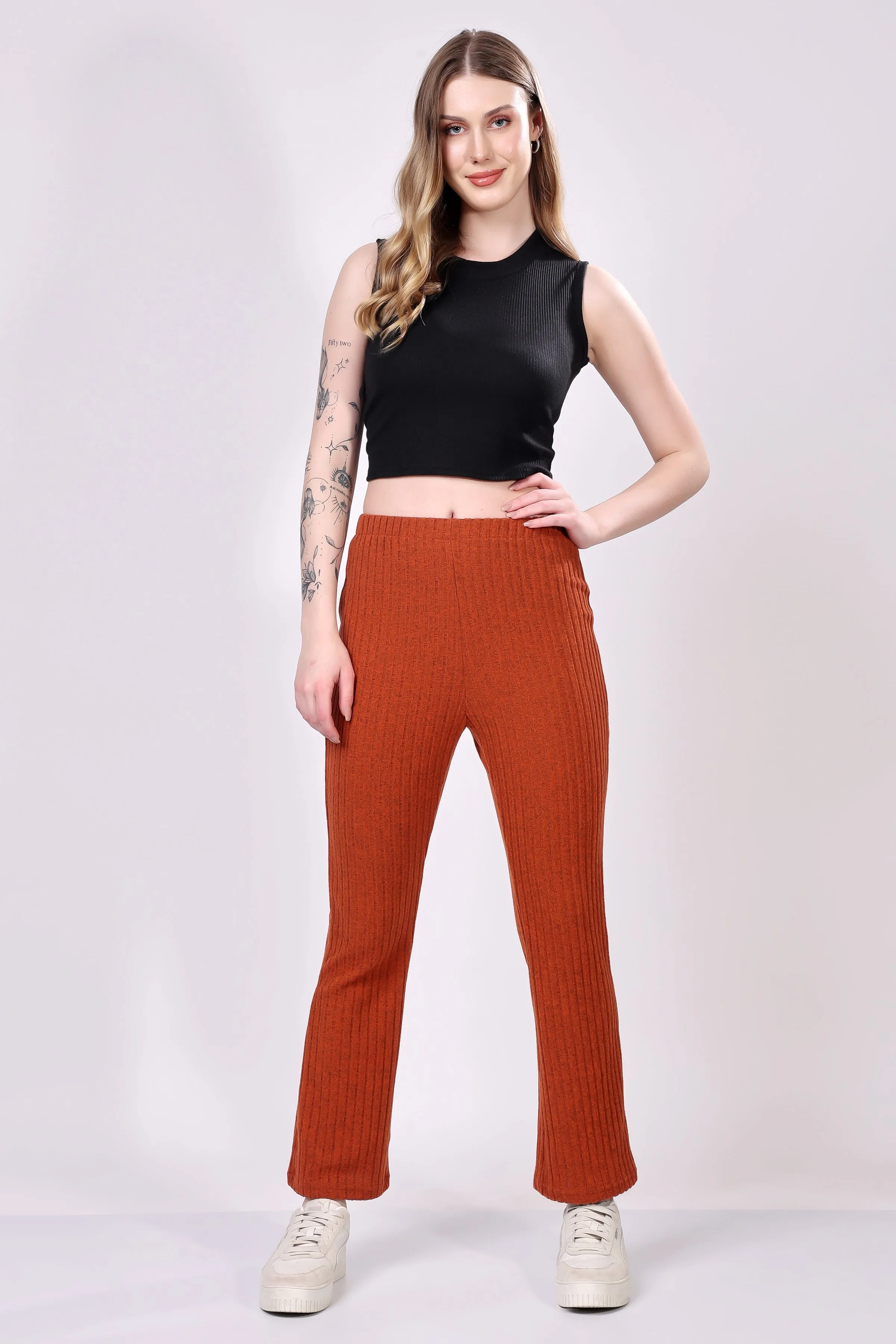 Red Ribbed Lounge Pants