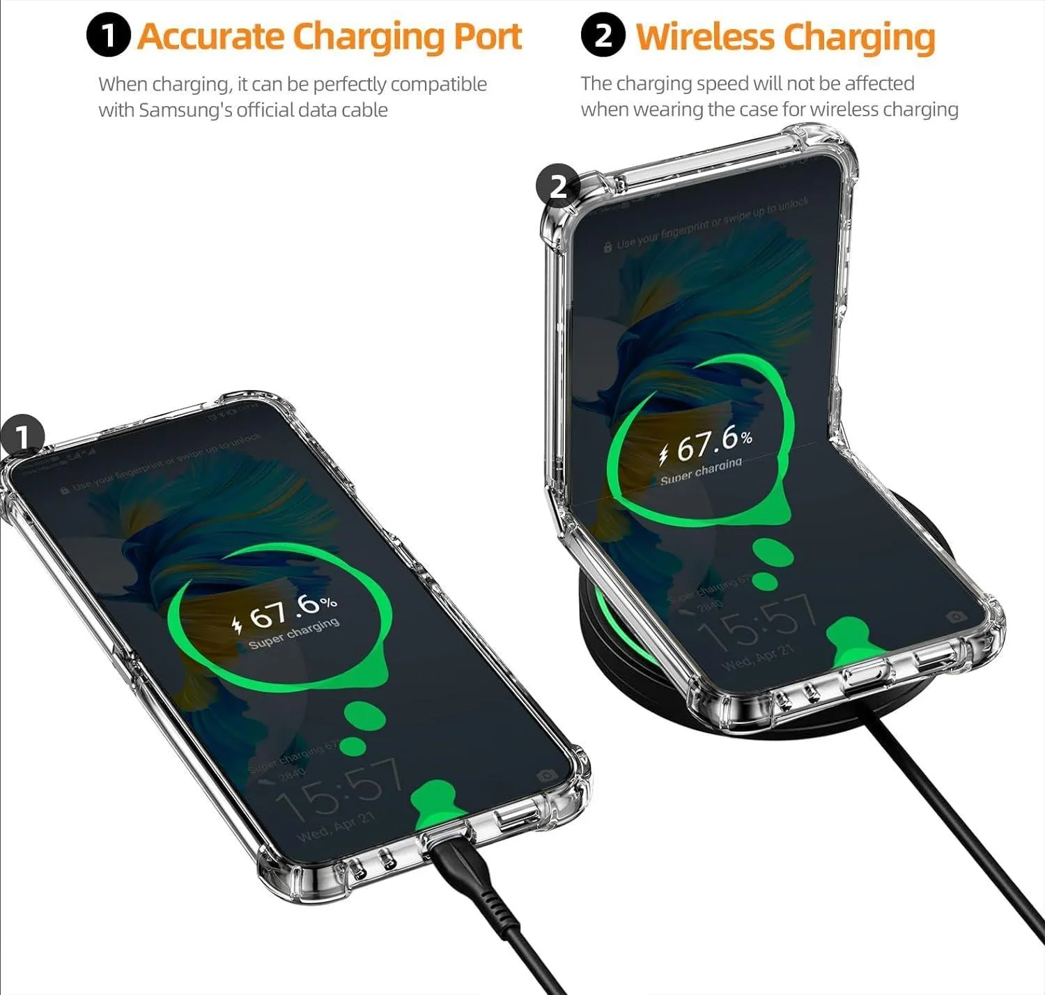 Samsung Galaxy Z Flip 5 Hybrid Gel Four Corner Cushion Case [CLEAR]